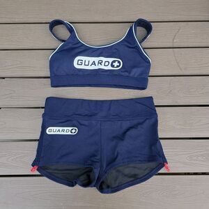 TYR Women's Nylon Navy Life Guard Workout Trinityfit & Boyshorts Sz S New Sample